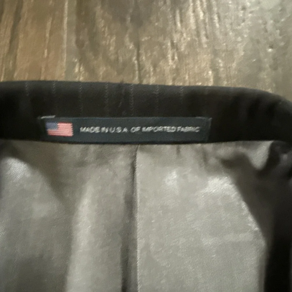 Hart Schaffner Marx Blazer Men 48L Charcoal Pinstripe 100% Worsted Wool USA NWT